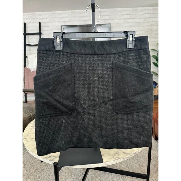 J.Crew Factory Women's Black/Gray Wool Blend Patch-Pocket Mini Skirt Size 10 - Picture 1 of 7